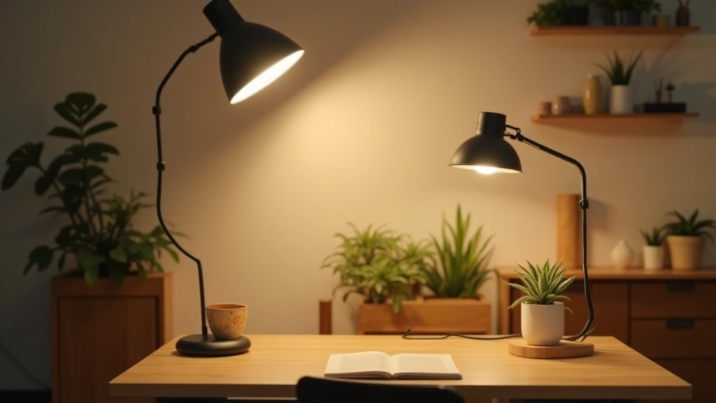 Lampade e sistemi di illuminazione LED in uno spazio di lavoro minimalista